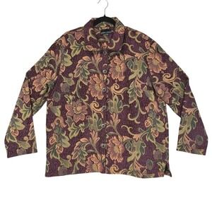 Vintage‎ Robert Louis Large Floral Tapestry Jacket Boho Artwear 90s